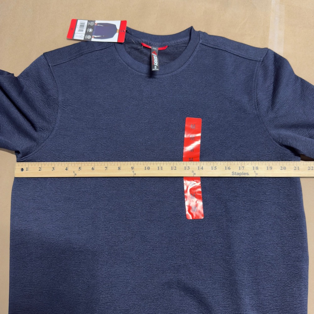 NWT Gerry Mens Textured Crew Neck Sweatshirt Blue 4-Way‎ Stretch Pullover M - Picture 8 of 10